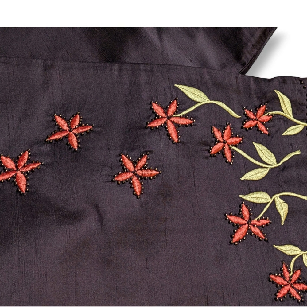 Harold's‎ Brown Embroidered Floral Capri Pants Orange Flowers Size 8 Designer - Picture 5 of 10